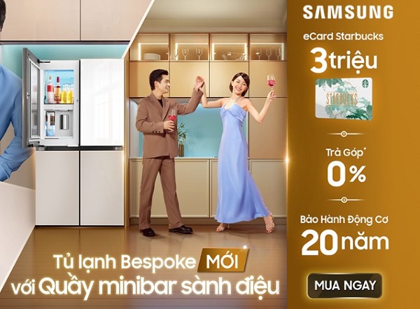 Mua tủ lạnh Samsung Bespoke - Nhận ngay Voucher Starbucks 3 triệu đồng